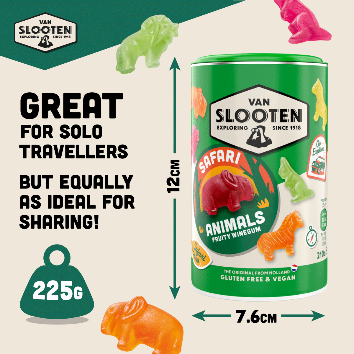Safari Animals Fruity Gummies 210g Travel Tin