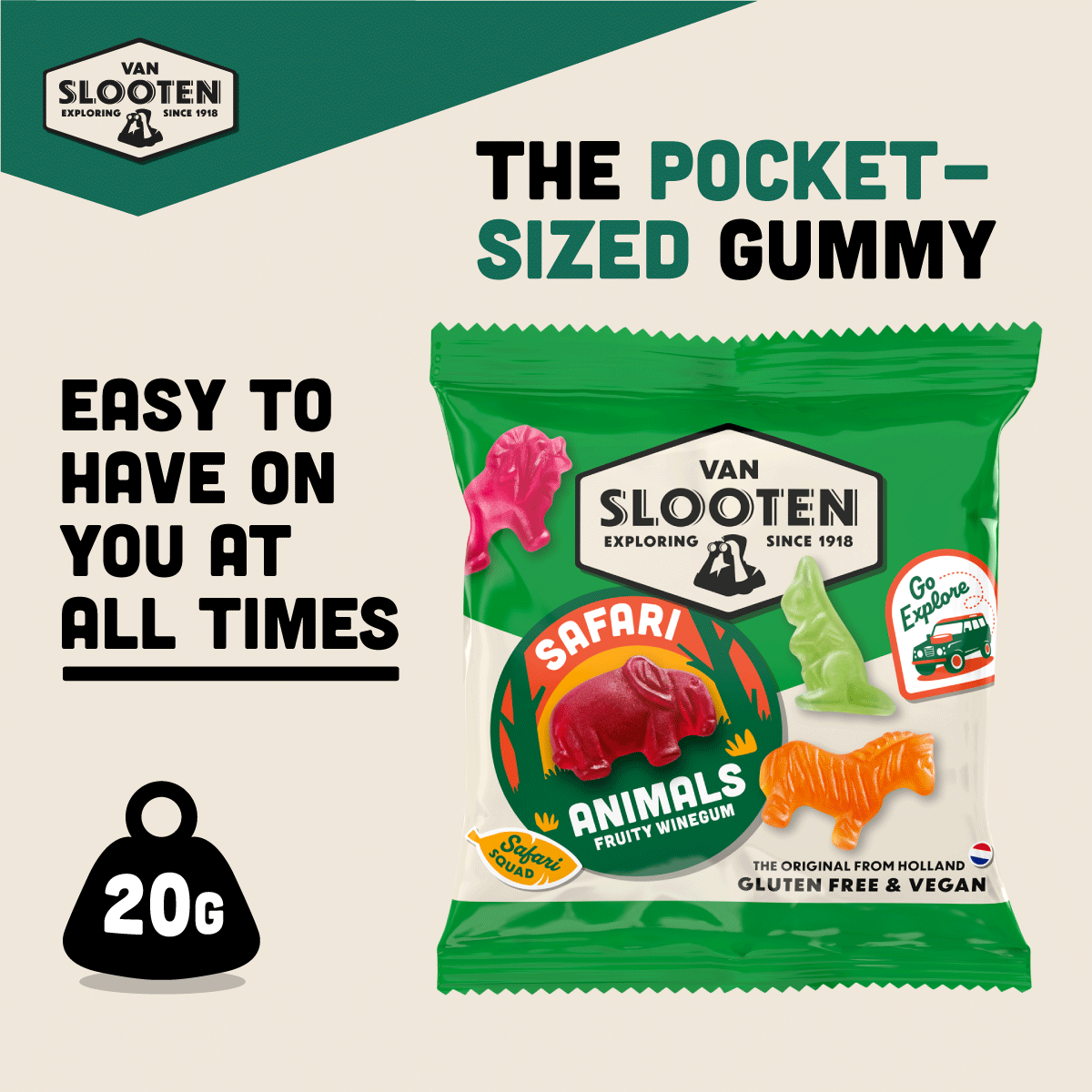 Safari Animals Fruity Gummies 20g Snack Bag