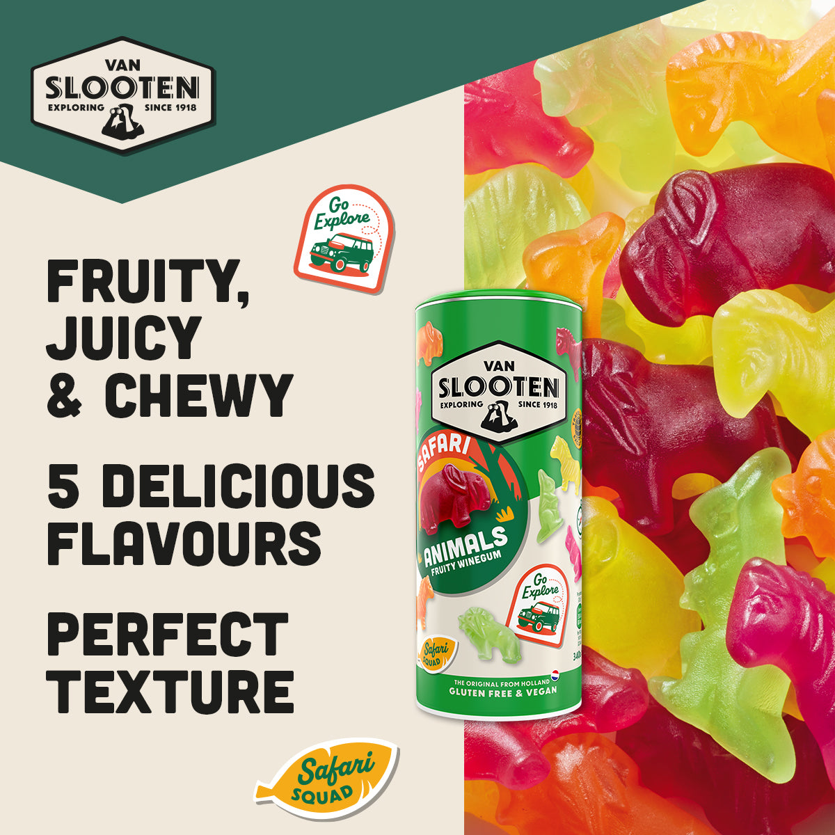 Safari Animals Fruity Gummies 340g Travel Tube