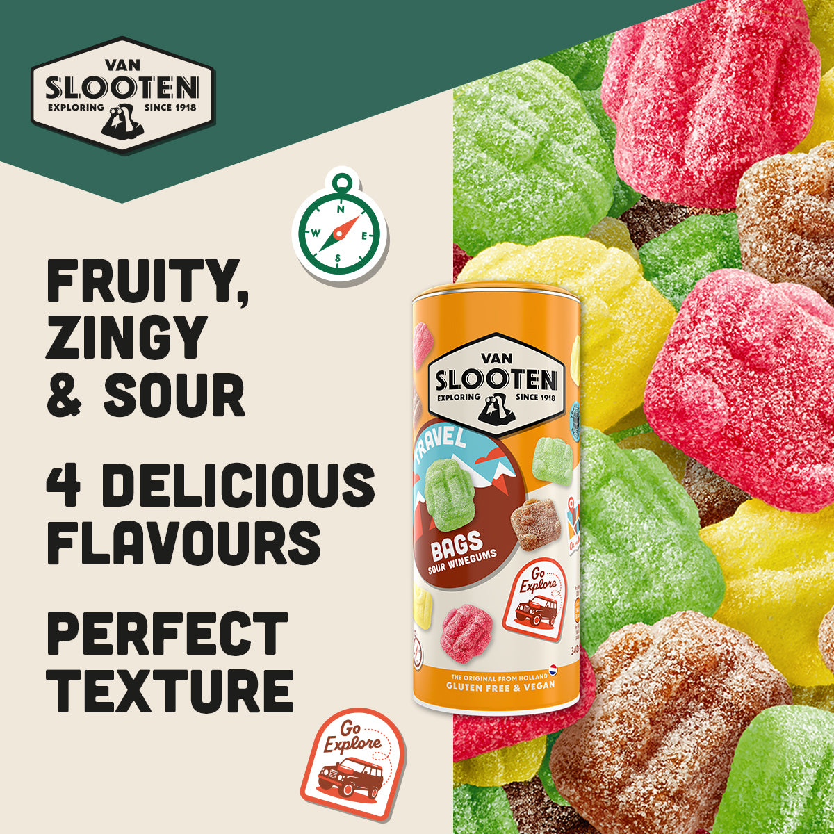 Travel Bag Sour Fruit Wine Gums 340g