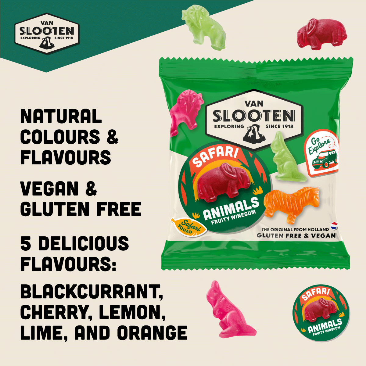 Safari Animals Fruity Gummies 20g Snack Bag