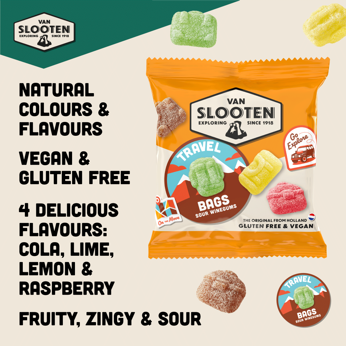 Travel Bag Sour Fruit Wine Gums 20g